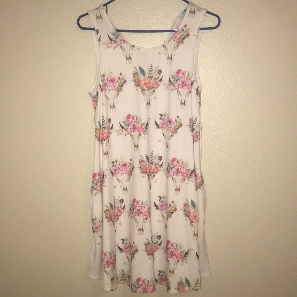 Cow skull and floral dress